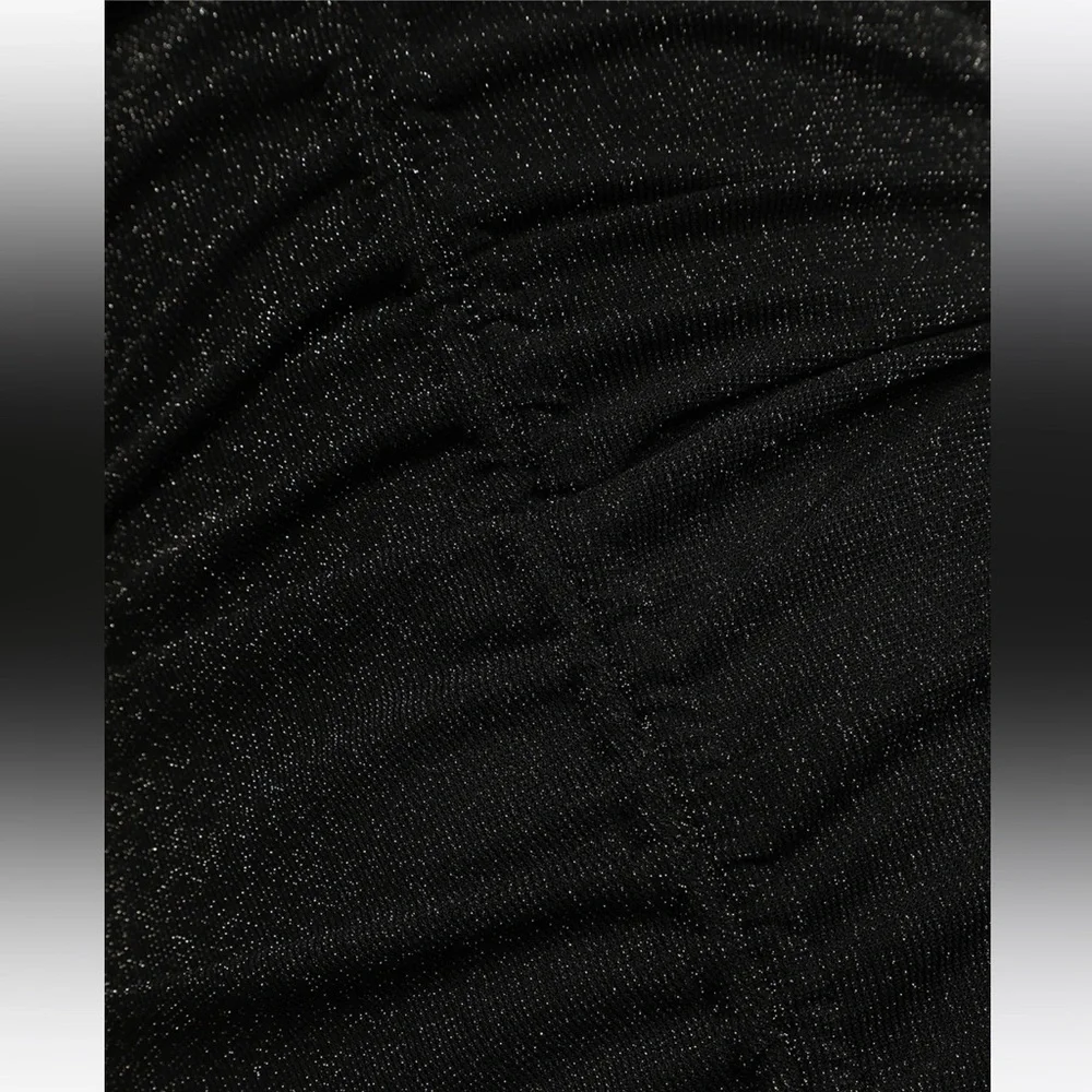 NWT Lulus Talk Of The Party Black Sparkly Ruched Bodycon Mini Dress - Size XS - Picture 5 of 10